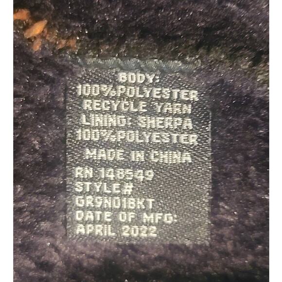 Six Lincoln sherpa lined black brown striped full zip mock neck sweater - small - Picture 4 of 4